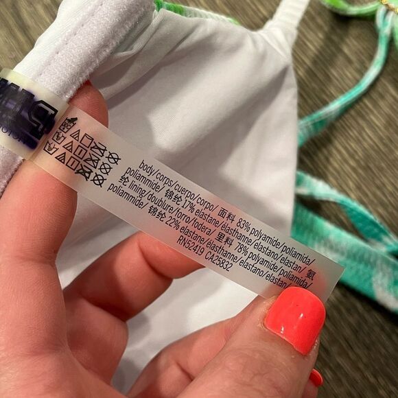 NWOT PINK Victoria’s Secret Ribbed Bikini Top Underwire Tie Dye Green Size XL - Picture 4 of 4